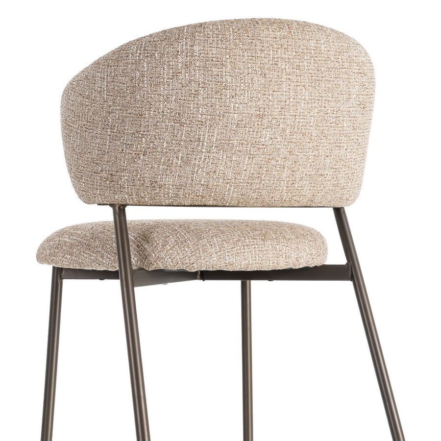 SILLA JASPEADO BEIGE-MARRÓN TEJIDO-METAL 57 X 60 X 81 CM