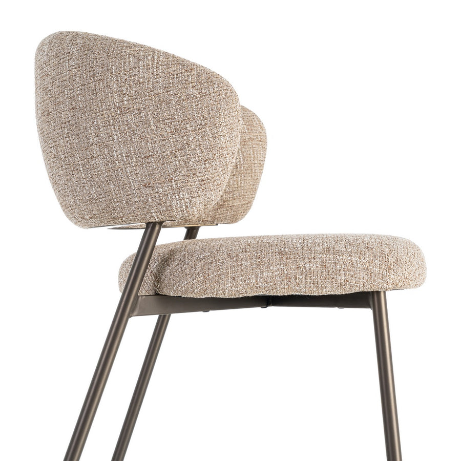SILLA JASPEADO BEIGE-MARRÓN TEJIDO-METAL 57 X 60 X 81 CM