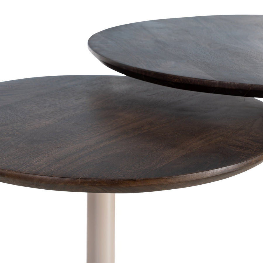 S/2 MESA CENTRO BEIGE-MARRÓN HIERRO 80 X 80 X 45 CM