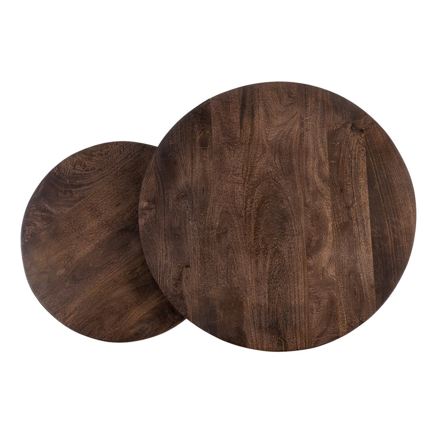 S/2 MESA CENTRO BEIGE-MARRÓN HIERRO 80 X 80 X 45 CM