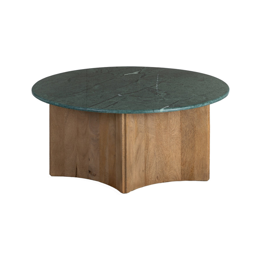 MESA CENTRO NATURAL-VERDE MADERA-MÁRMOL 97 X 97 X 41 CM