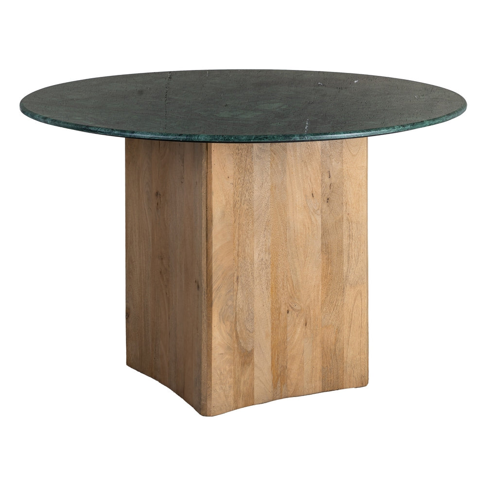MESA COMEDOR NATURAL-VERDE MADERA-M�RMOL 115 X 115 X 76 CM