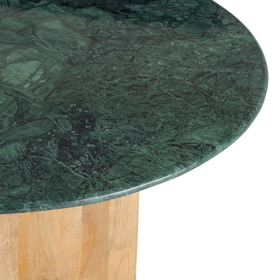 MESA COMEDOR NATURAL-VERDE MADERA-MÁRMOL 115 X 115 X 76 CM