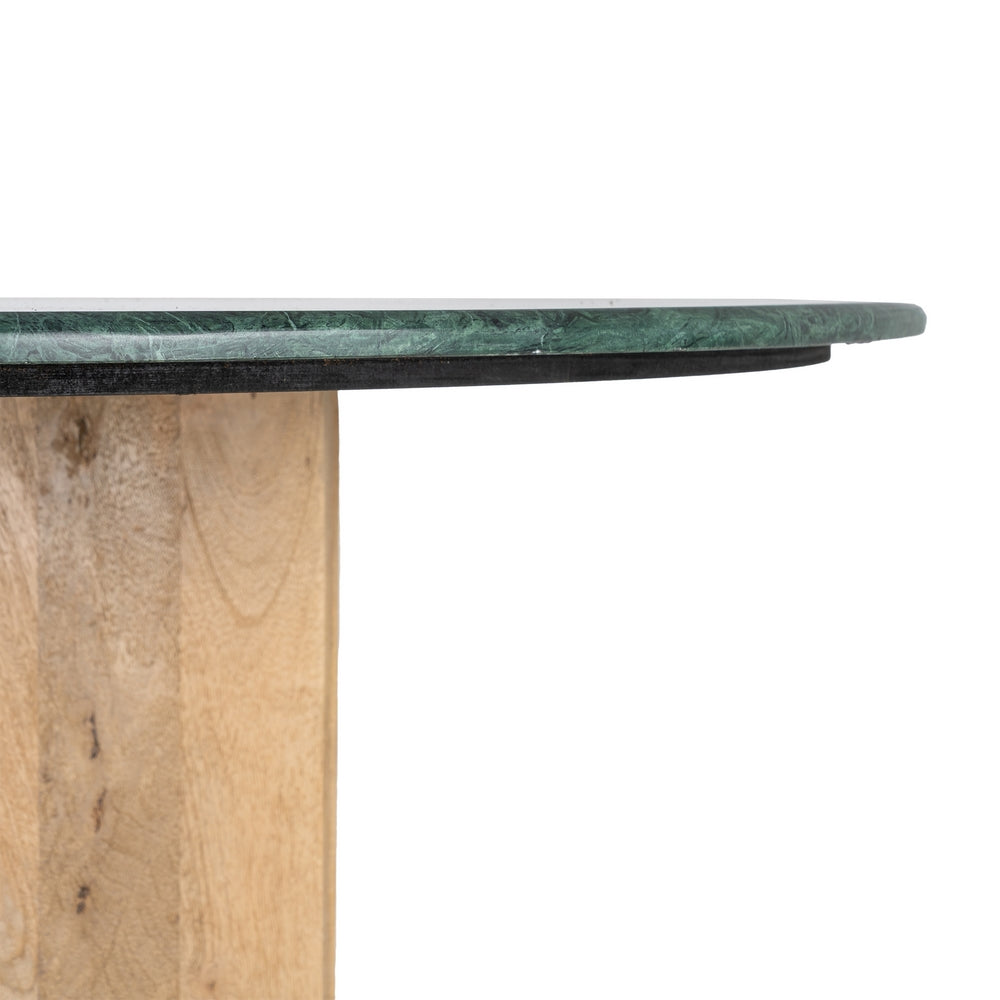 MESA COMEDOR NATURAL-VERDE MADERA-MÁRMOL 115 X 115 X 76 CM