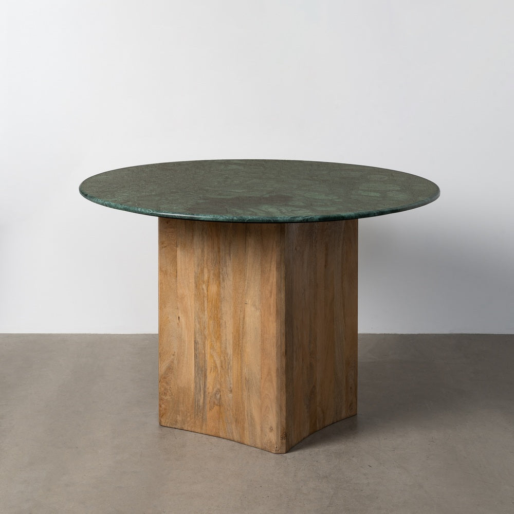 MESA COMEDOR NATURAL-VERDE MADERA-M�RMOL 115 X 115 X 76 CM