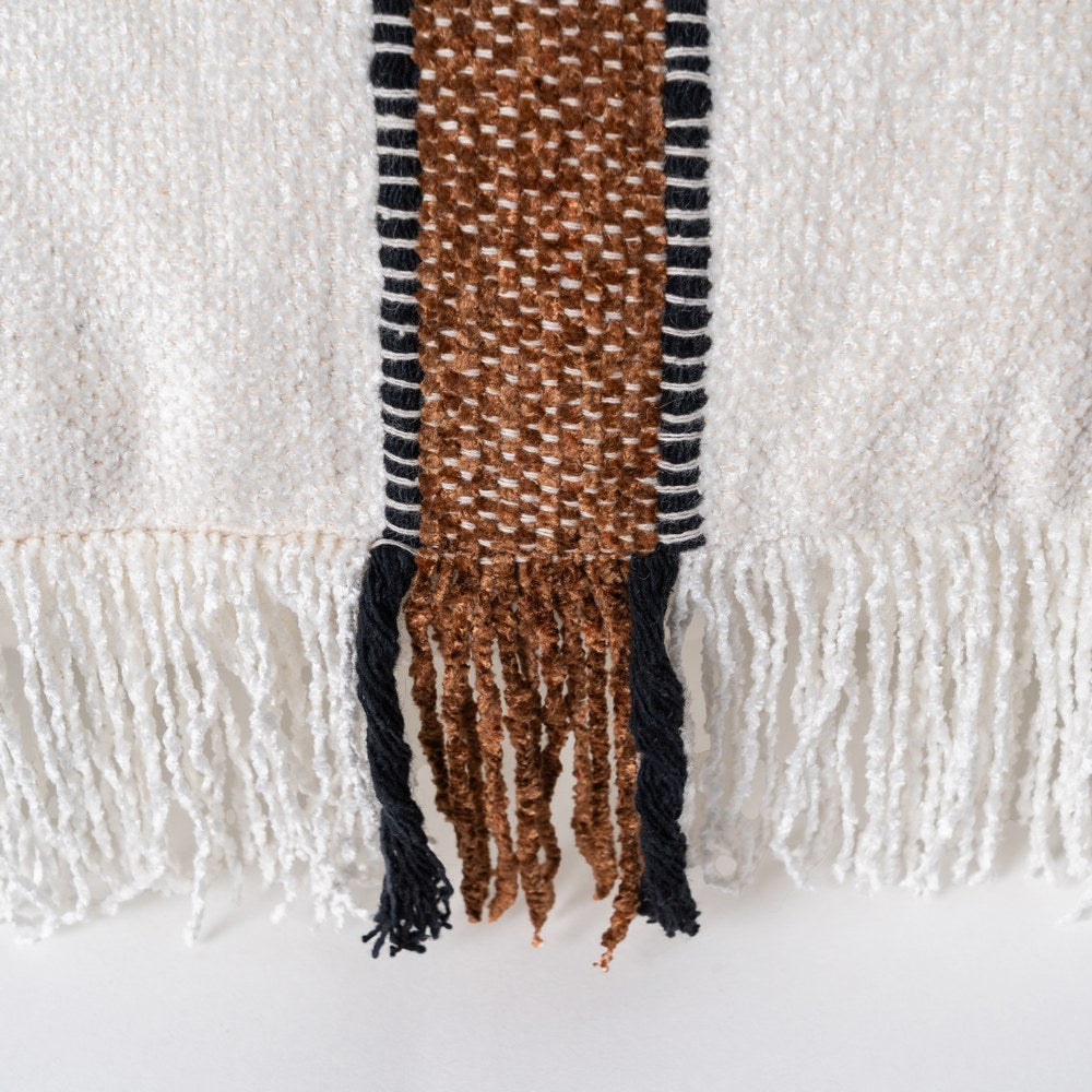 COJ�N BLANCO-MARR�N ALGOD�N/TERCIOPELO 50 X 50 CM
