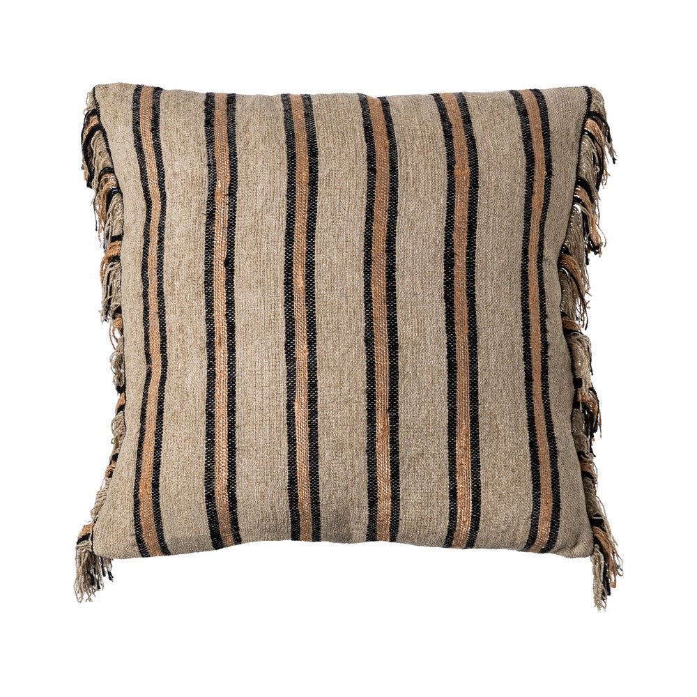 COJÍN BEIGE-OCRE ALGODÓN/TERCIOPELO 50 X 50 CM