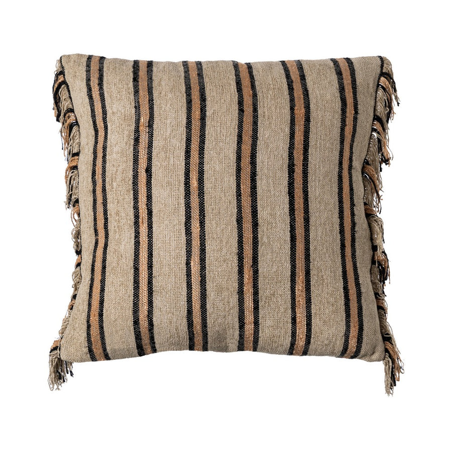 COJÍN BEIGE-OCRE ALGODÓN/TERCIOPELO 50 X 50 CM
