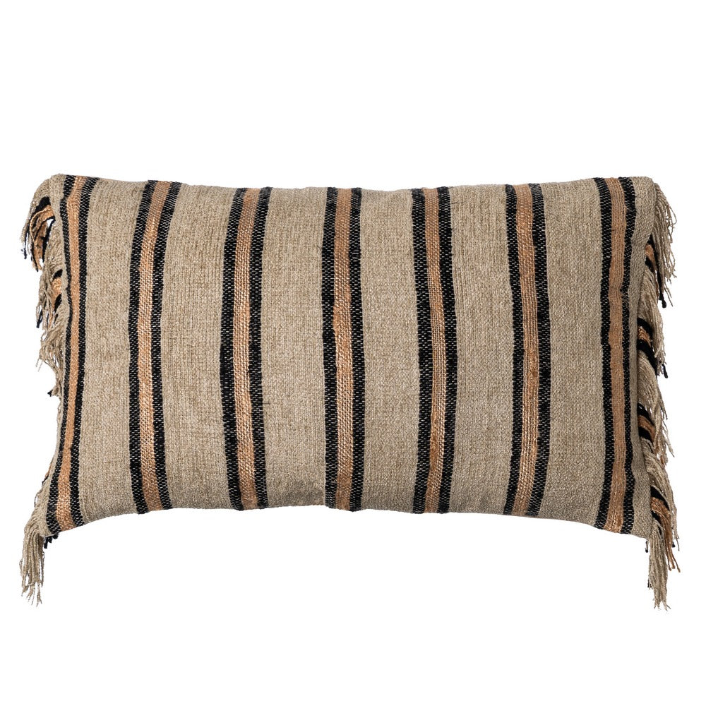 COJÍN BEIGE-OCRE ALGODÓN/TERCIOPELO 30 X 50 CM