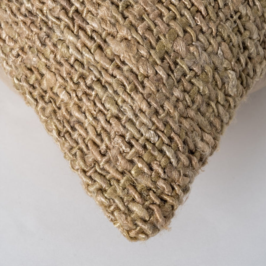 COJÍN BEIGE-VERDE VISCOSA-ALGODÓN 50 X 50 CM