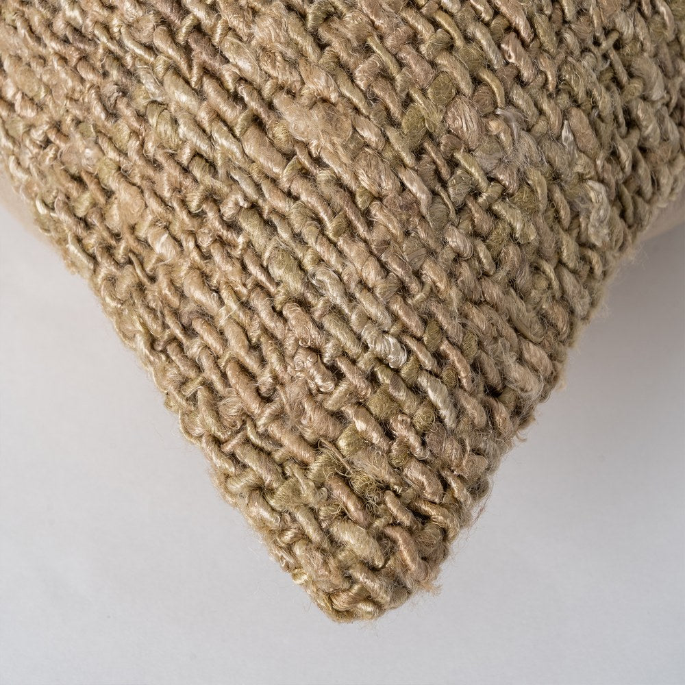 COJÍN BEIGE-VERDE VISCOSA-ALGODÓN 50 X 50 CM