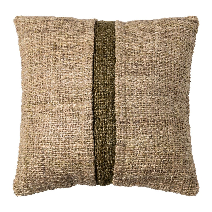 COJÍN BEIGE-VERDE VISCOSA-ALGODÓN 50 X 50 CM