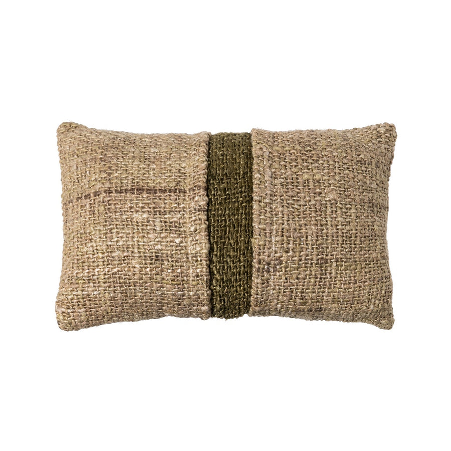 COJÍN BEIGE-VERDE VISCOSA-ALGODÓN 30 X 50 CM