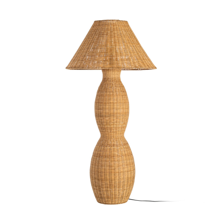 LÁMPARA SUELO NATURAL RATÁN ILUMINACIÓN 70 X 70 X 138 CM