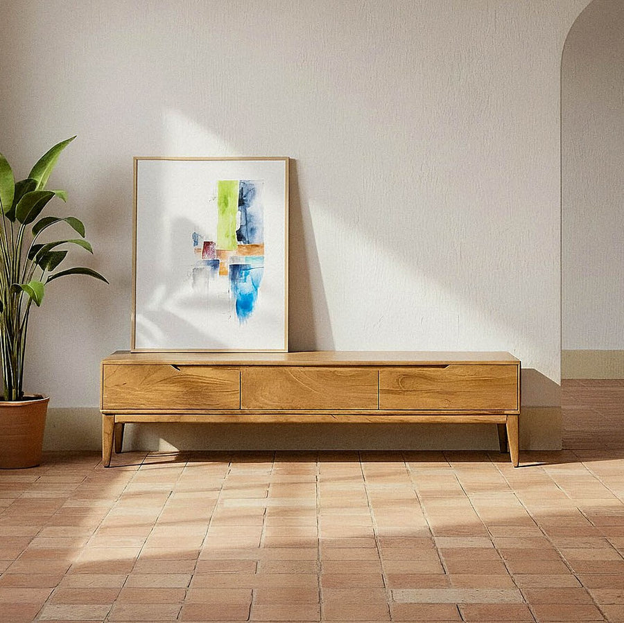 MUEBLE TV NATURAL MADERA DE MANGO 160 X 40 X 40 CM