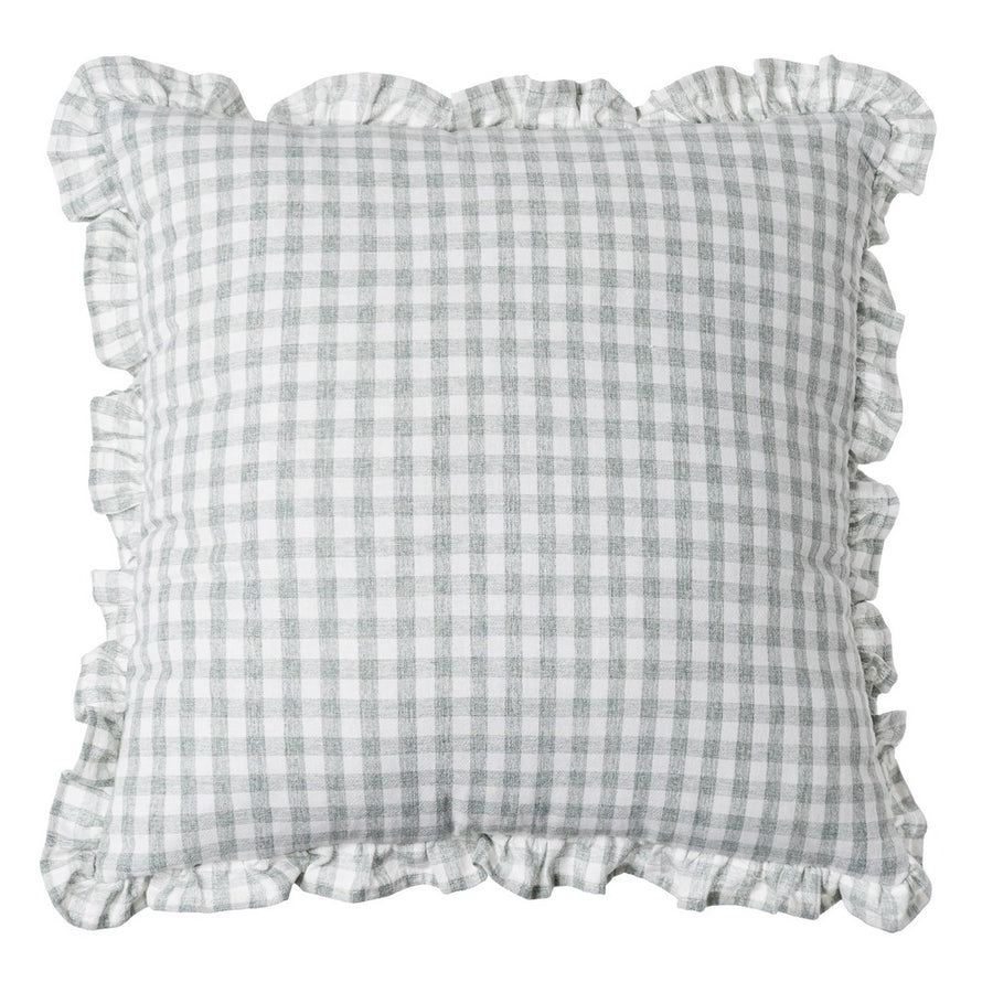 GREY CHECKED COTTON CUSHION 43 X 43 CM
