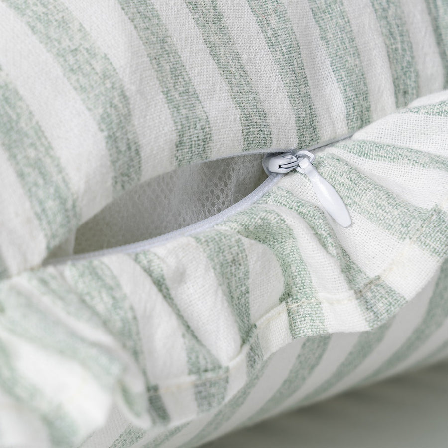 GREY STRIPED COTTON CUSHION 43 X 43 CM