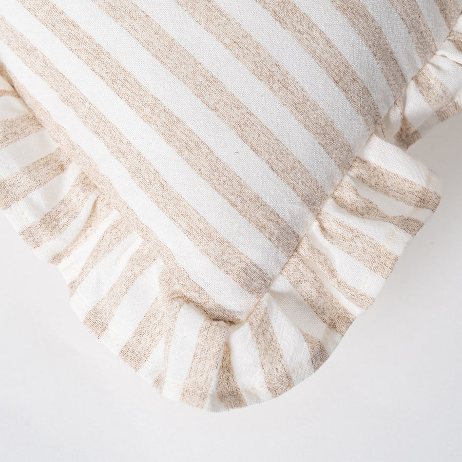BEIGE STRIPED COTTON CUSHION 50 X 30 CM
