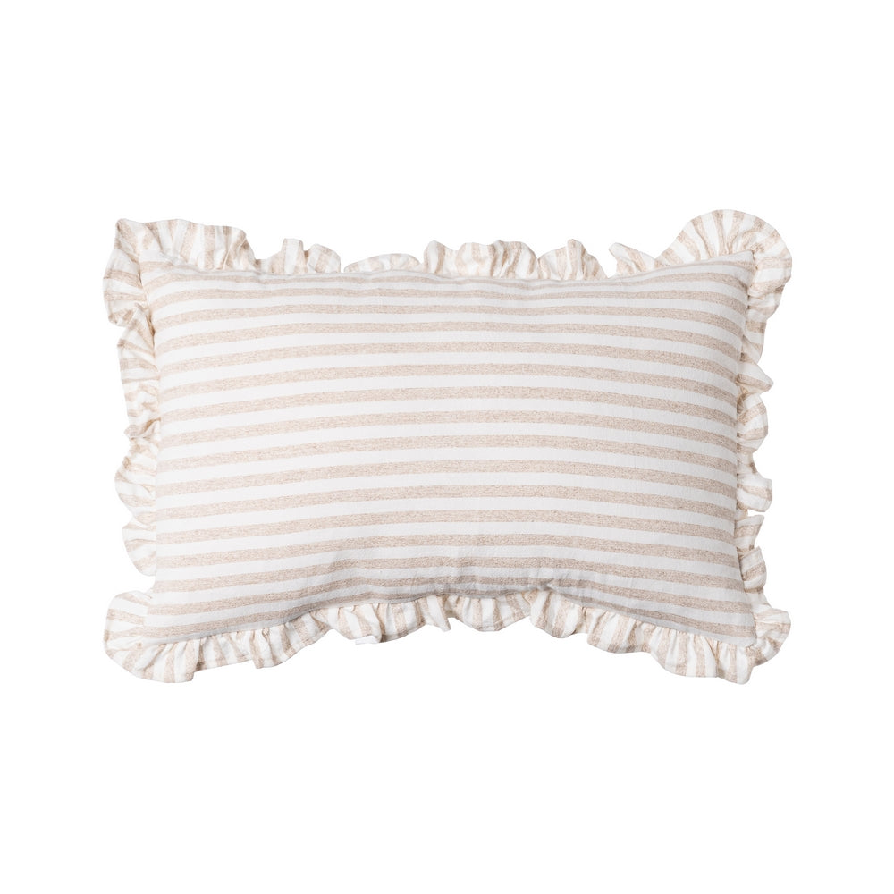 COJÍN RAYAS BEIGE ALGODÓN 50 X 30 CM