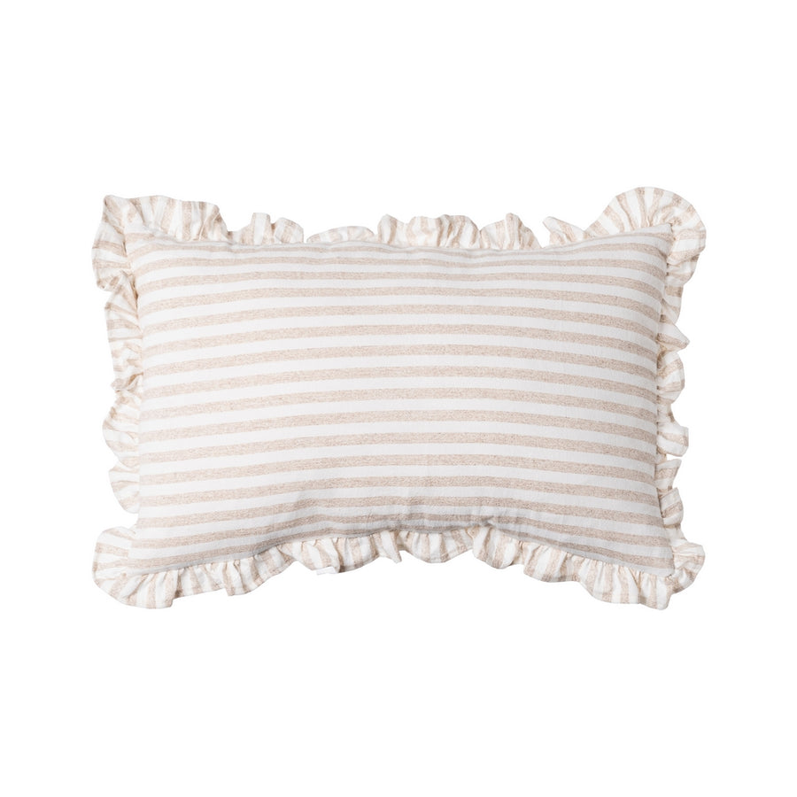 COJÍN RAYAS BEIGE ALGODÓN 50 X 30 CM