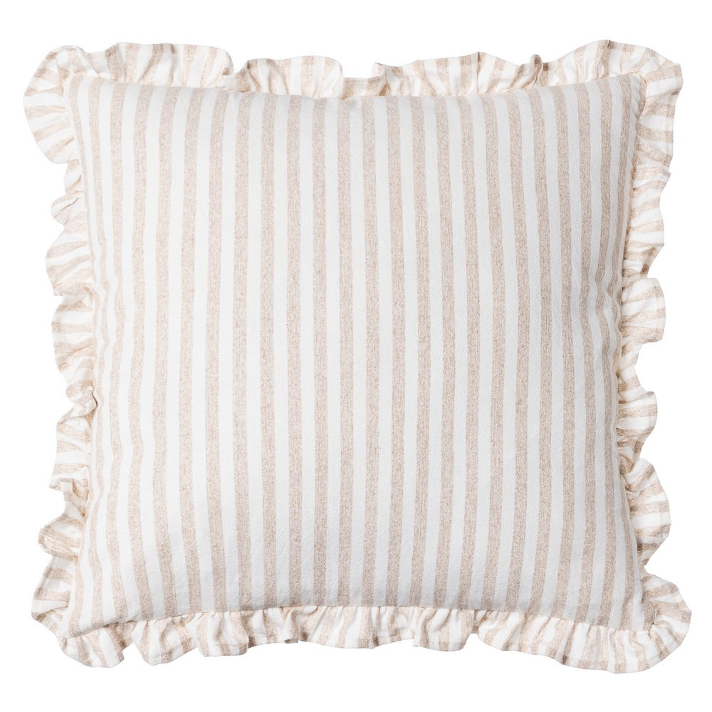 COJÍN RAYAS BEIGE ALGODÓN 43 X 43 CM