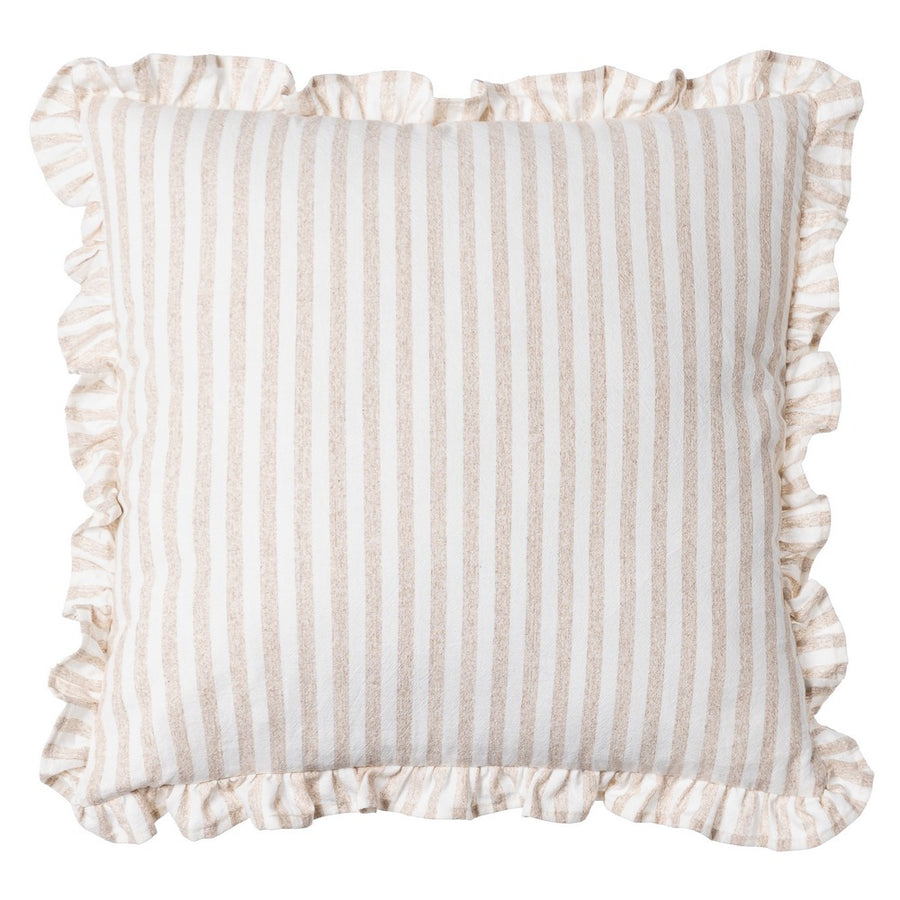COJÍN RAYAS BEIGE ALGODÓN 43 X 43 CM