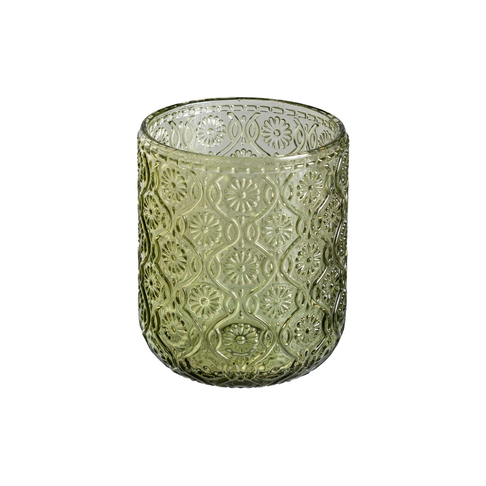 VASO VERDE CRISTAL DECORACI�N 7,50 X 7,50 X 9,40 CM