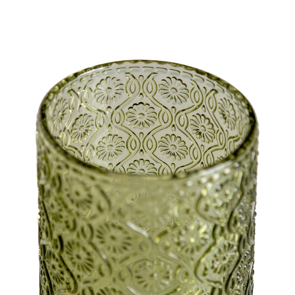 VASO VERDE CRISTAL DECORACI�N 8 X 8 X 12,70 CM