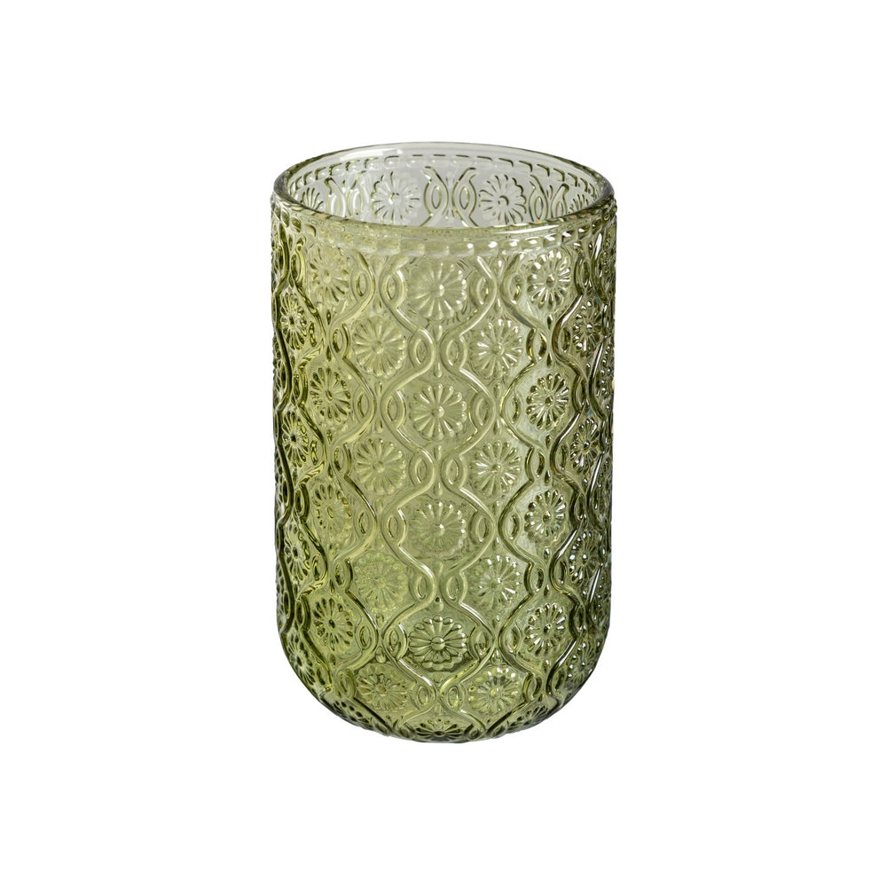 VASO VERDE CRISTAL DECORACI�N 8 X 8 X 12,70 CM