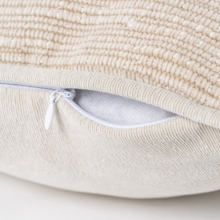 BEIGE POLYESTER CUSHION 50 X 30 CM