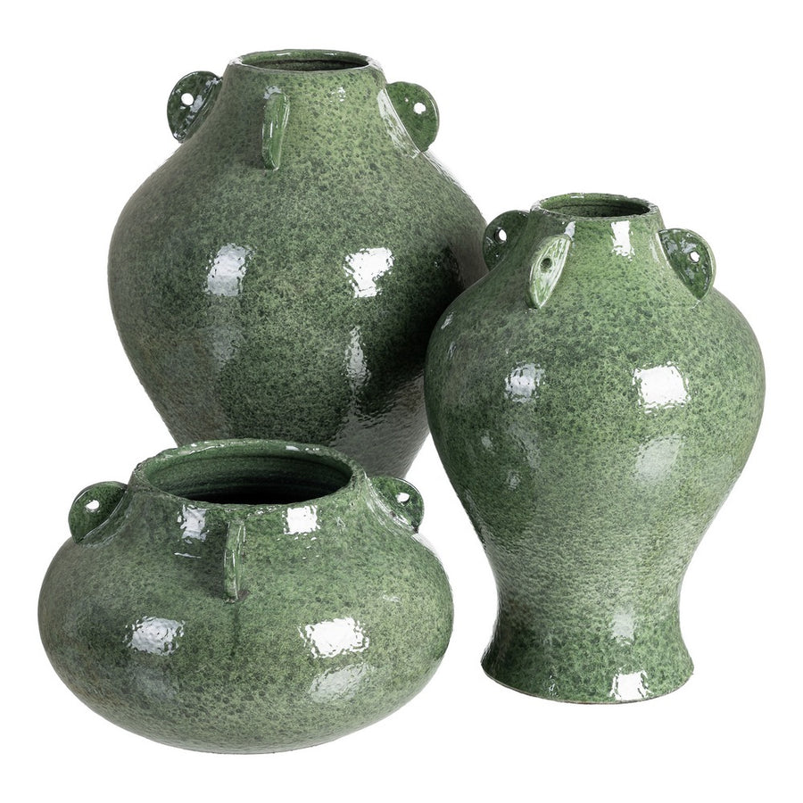 GREEN VASE CERAMIC DECORATION 40 X 40 X 22 CM