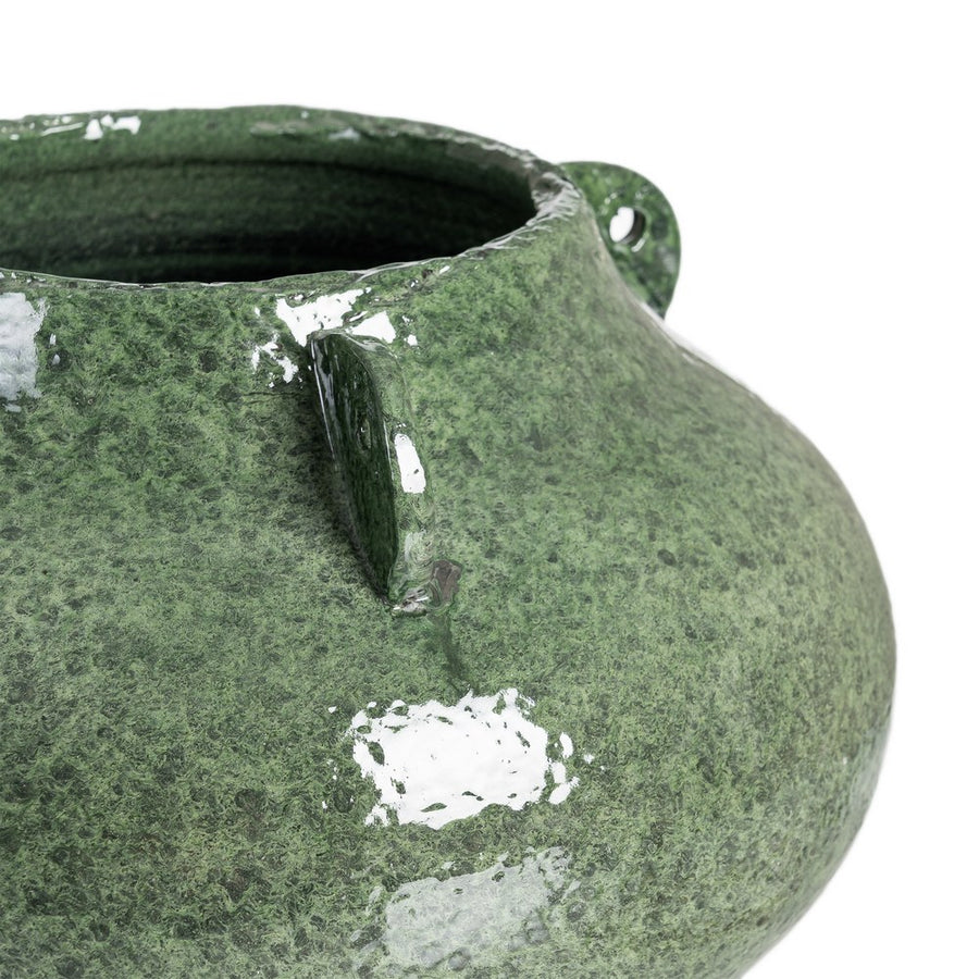 JARRÓN VERDE CERÁMICA DECORACIÓN 40 X 40 X 22 CM