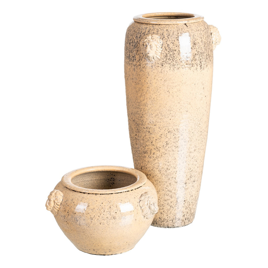 JARRÓN CREMA CERÁMICA DECORACIÓN 25 X 25 X 60 CM
