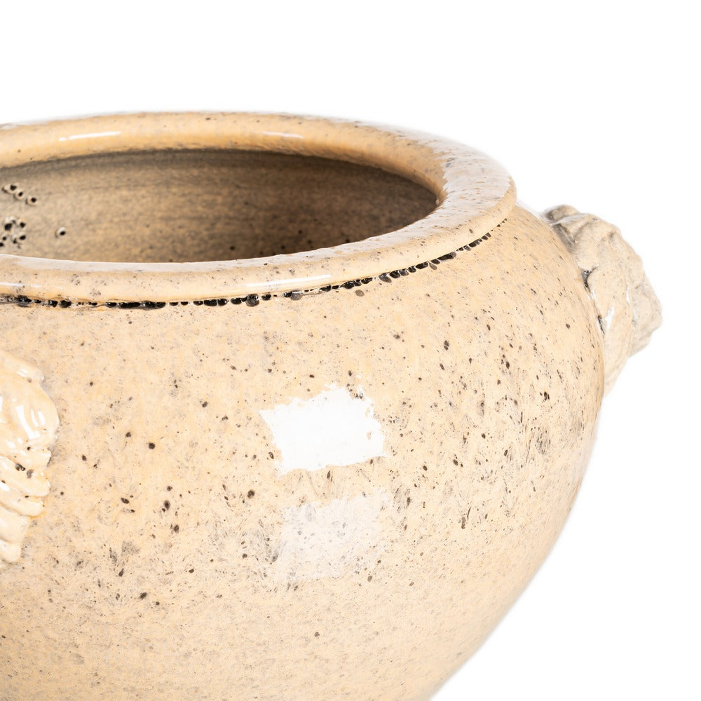 MACETERO CREMA CER�MICA DECORACI�N 32 X 32 X 22 CM