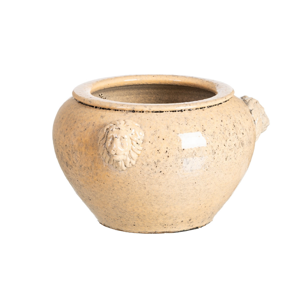 MACETERO CREMA CER�MICA DECORACI�N 32 X 32 X 22 CM