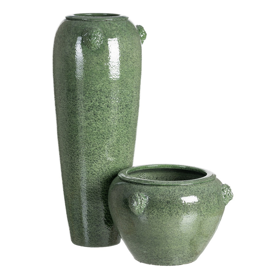 MACETERO VERDE CERÁMICA DECORACIÓN 40 X 40 X 30 CM