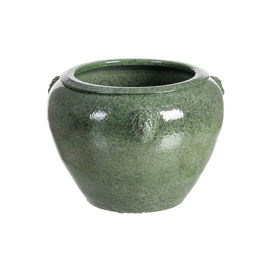 MACETERO VERDE CERÁMICA DECORACIÓN 40 X 40 X 30 CM
