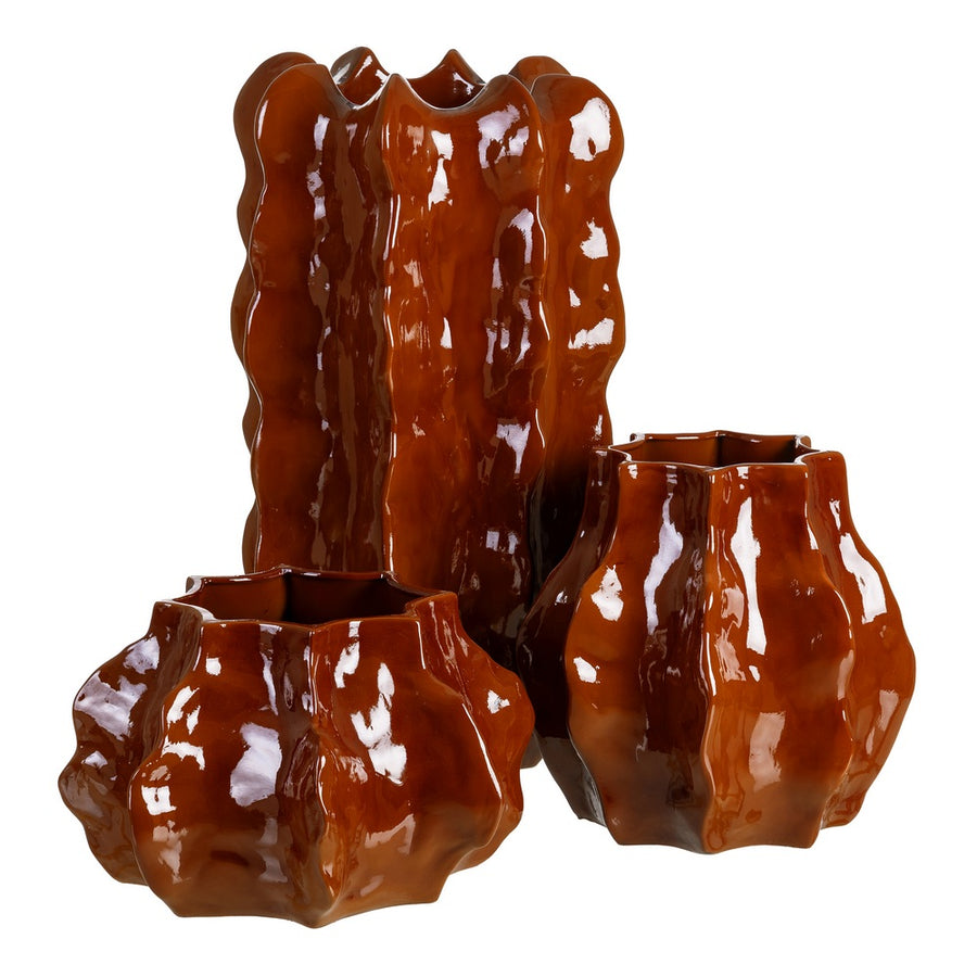 JARRÓN BRILLO TERRACOTA CERÁMICA 32 X 32 X 36 CM