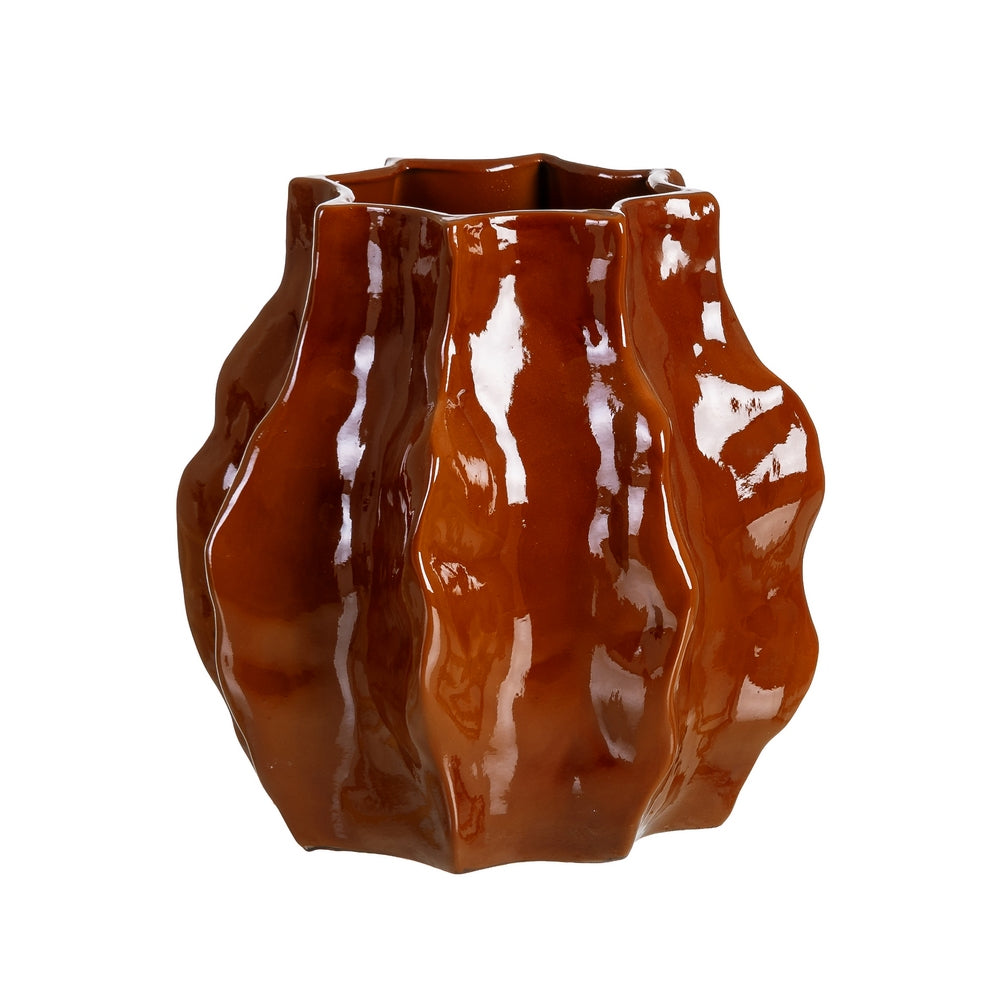 JARR�N BRILLO TERRACOTA CER�MICA 32 X 32 X 36 CM