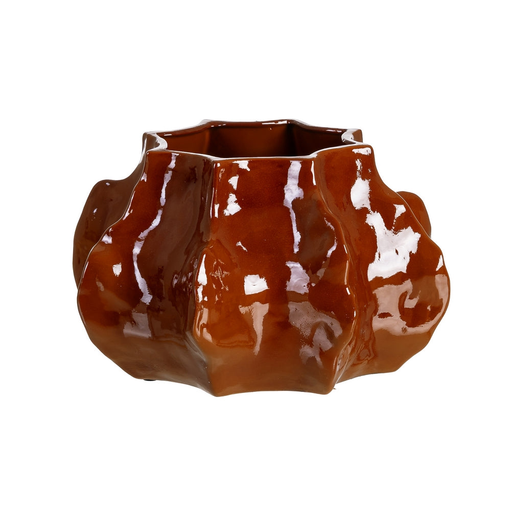 JARRÓN BRILLO TERRACOTA CERÁMICA 42 X 42 X 26 CM