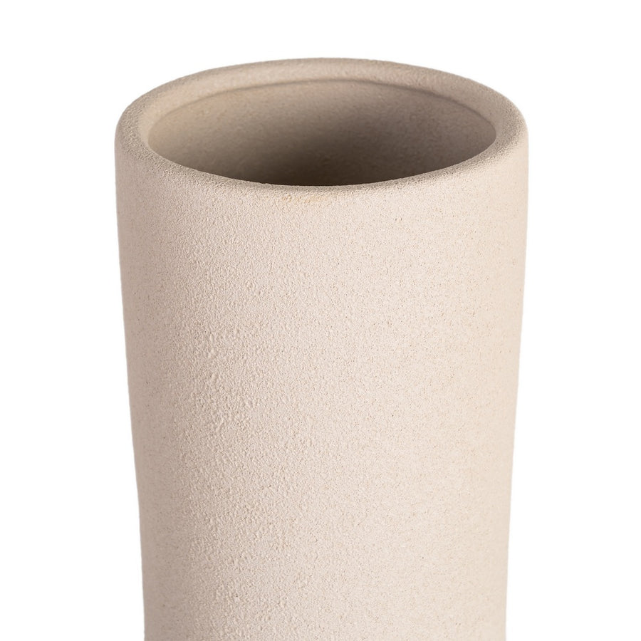 JARRÓN CREMA CERÁMICA DECORACIÓN 16 X 16 X 40 CM