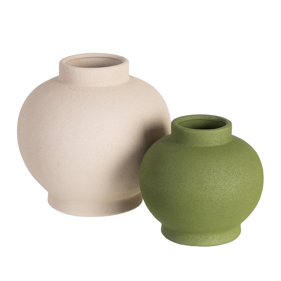 JARRÓN CREMA CERÁMICA DECORACIÓN 26 X 26 X 26 CM