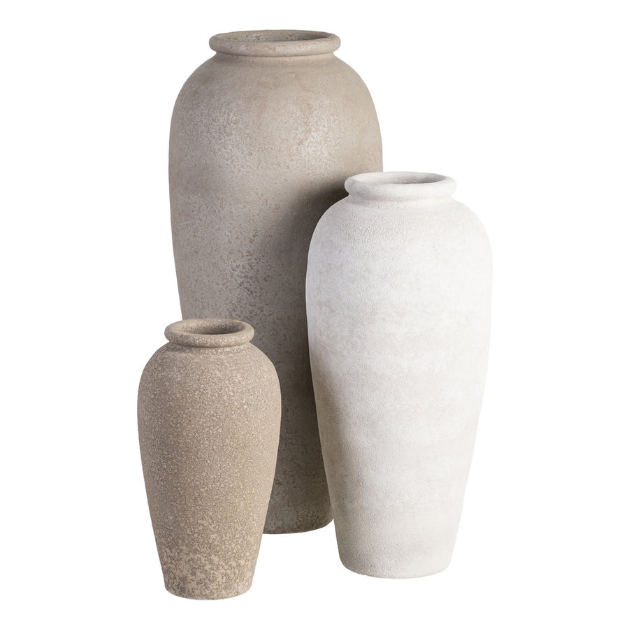 WHITE CERAMIC DECORATIVE VASE 25 X 25 X 60 CM