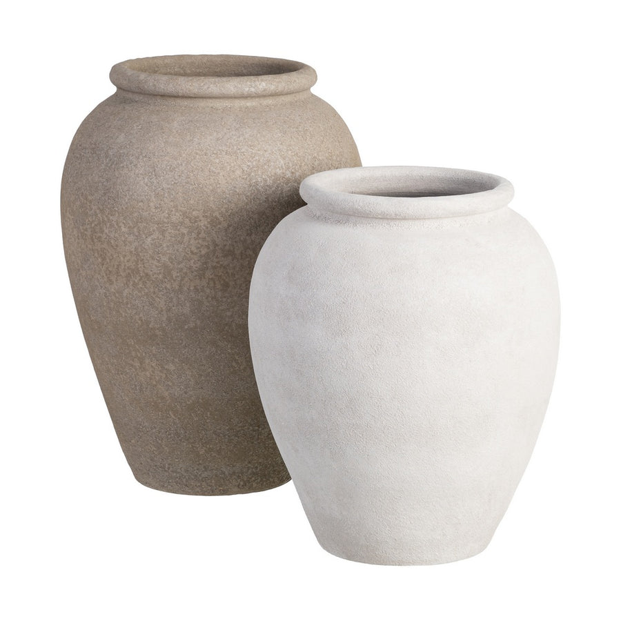 CREAM CERAMIC POT DECORATION 36 X 36 X 50 CM