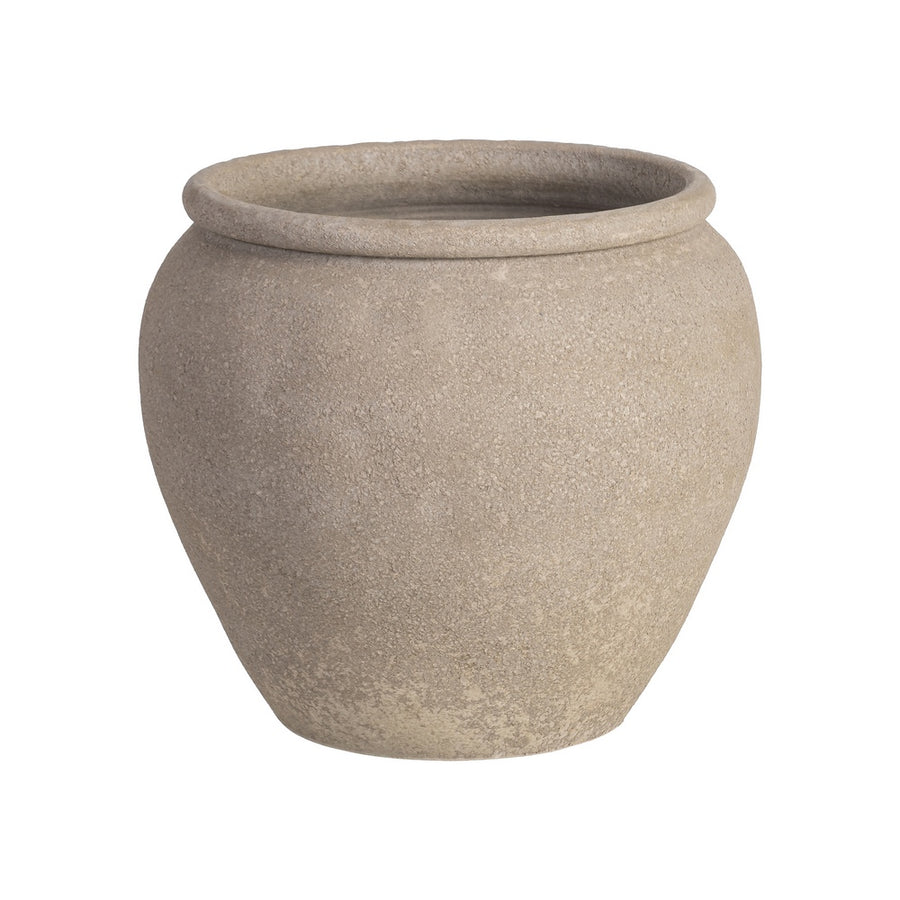 MACETERO CREMA CERÁMICA DECORACIÓN 40 X 40 X 40 CM