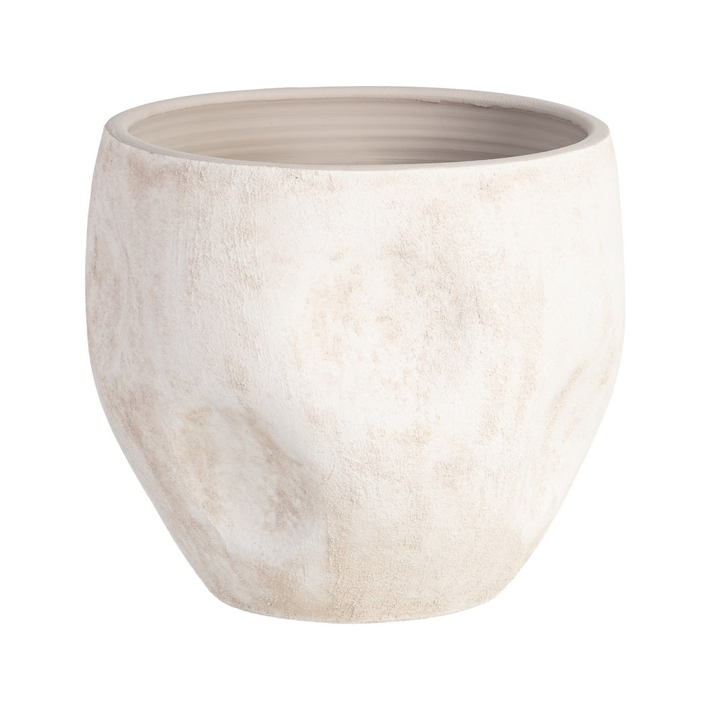 MACETERO CREMA CERÁMICA DECORACIÓN 40 X 40 X 40 CM