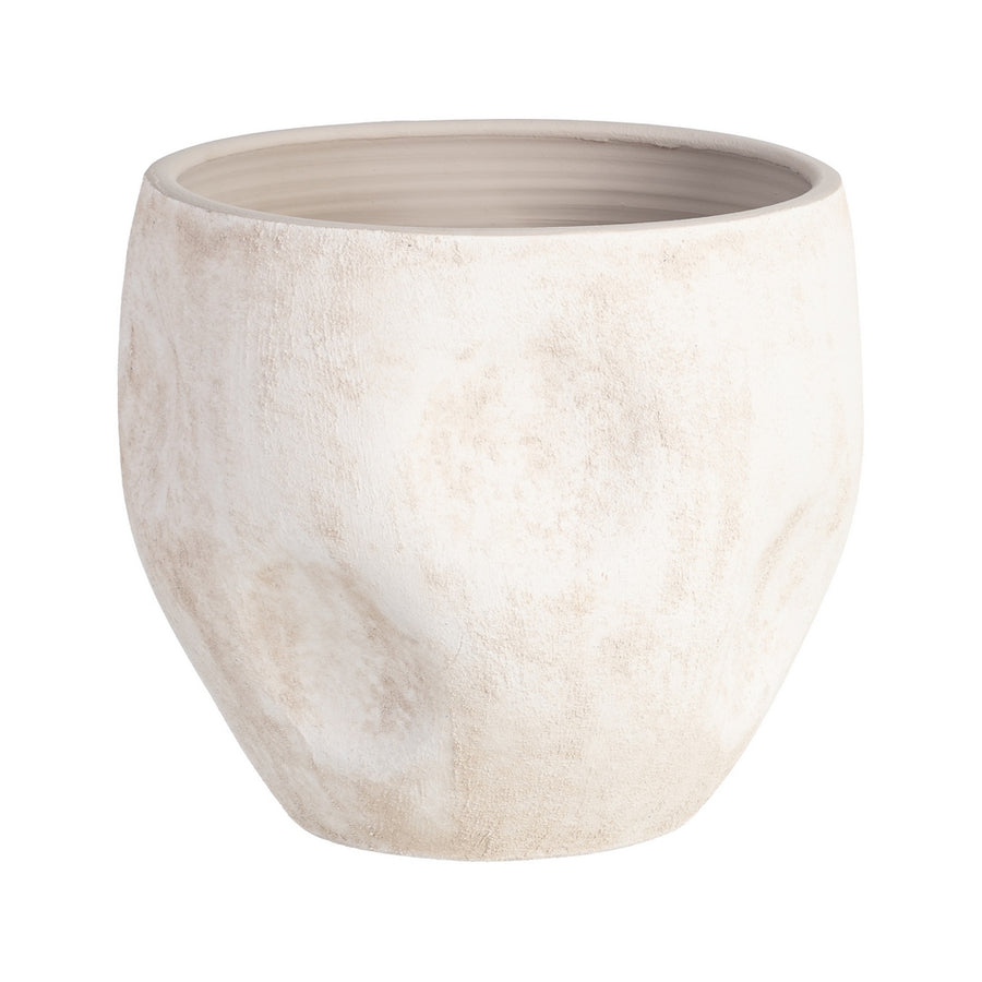 MACETERO CREMA CERÁMICA DECORACIÓN 40 X 40 X 40 CM