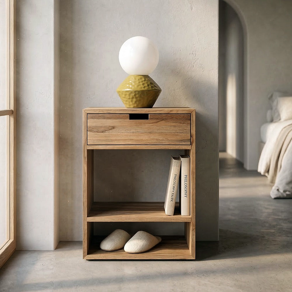 MESITA NATURAL MADERA DE TECA SAL�N 45 X 30 X 60 CM