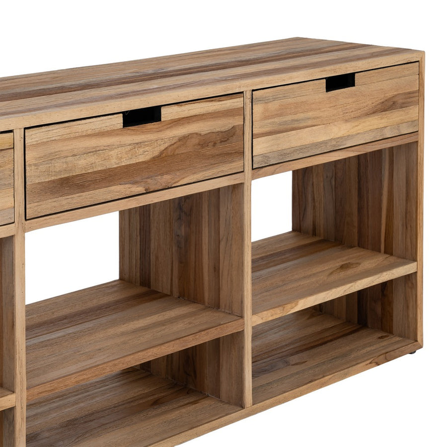 MUEBLE TV NATURAL MADERA DE TECA SALÓN 140 X 30 X 55 CM