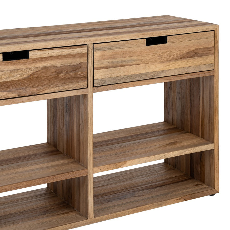 MUEBLE TV NATURAL MADERA DE TECA SALÓN 140 X 30 X 55 CM